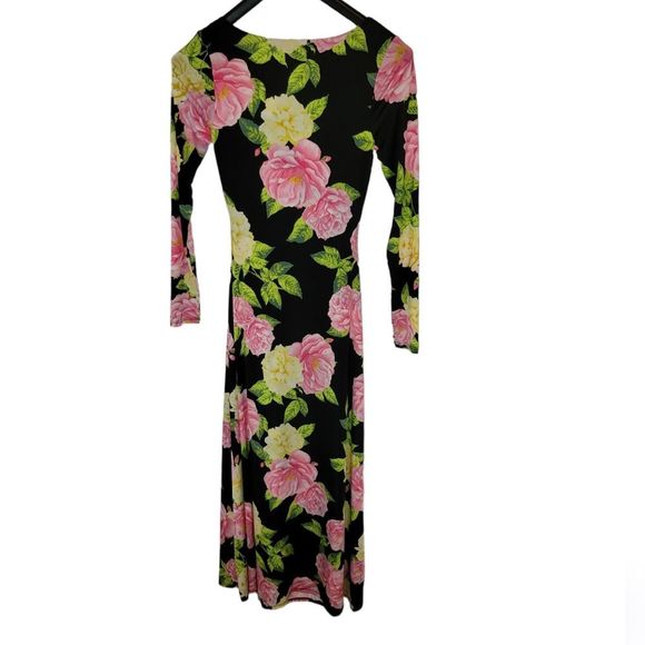 AFRM Gigi Floral Cutout Midi Dress Black & Pink Size Small - Picture 5 of 8